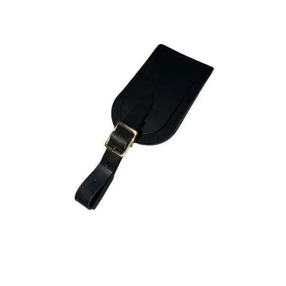 Louis Vuitton Leather Name Tag w/ C Y Initials Goldtone Black Large